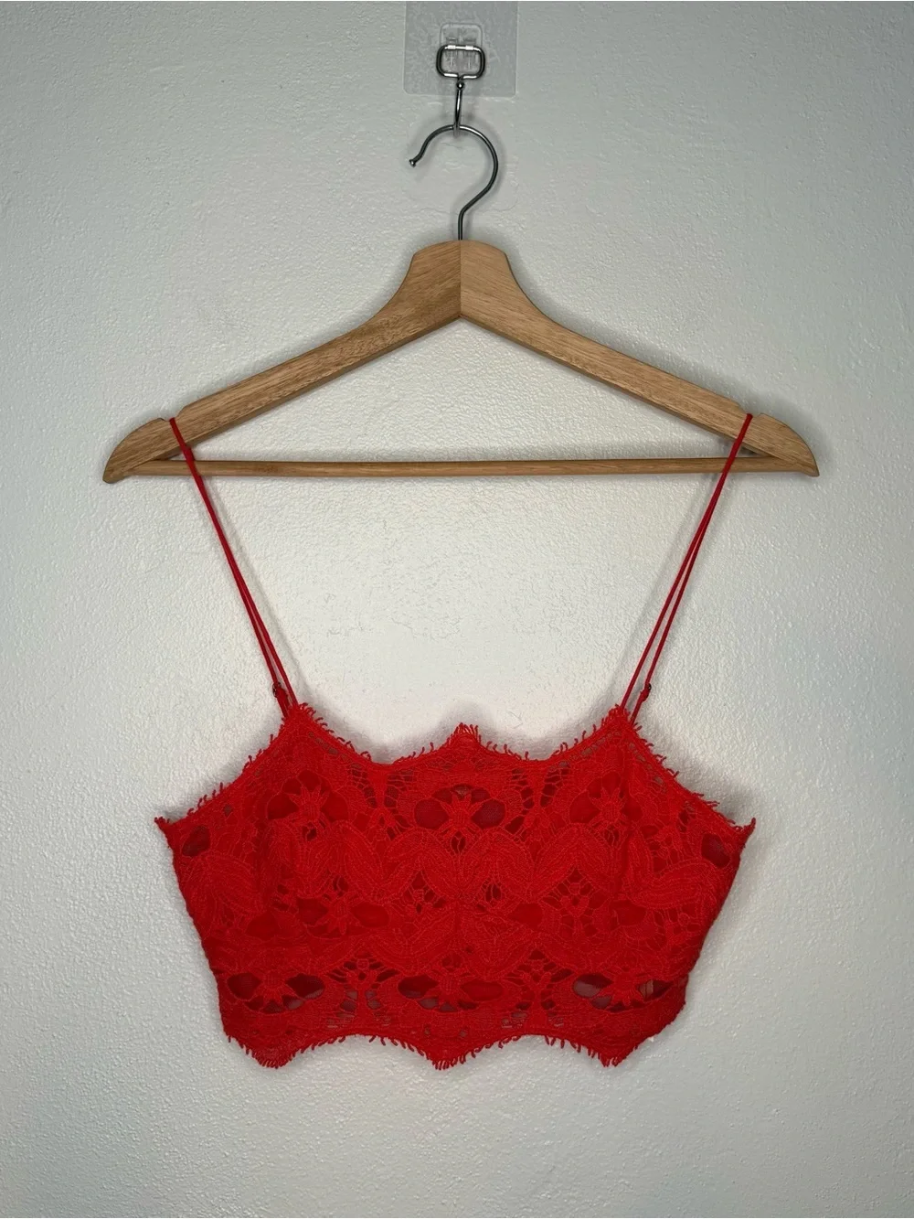 Free People One Athena Red Lace Bralette Boho Gypsy Festival Size Small